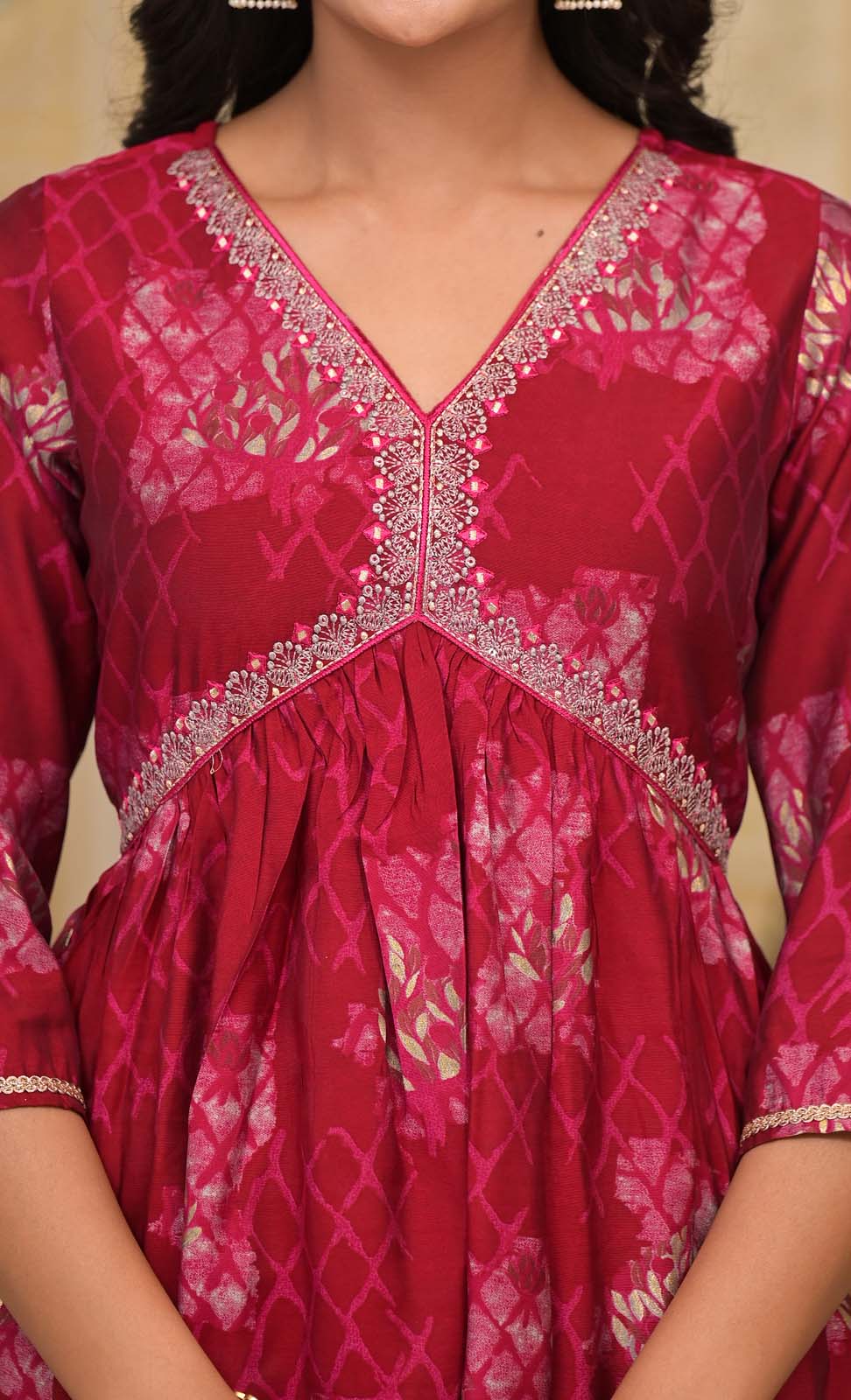 Label Khoj Women Silk Blend and embroidery Printed Dress