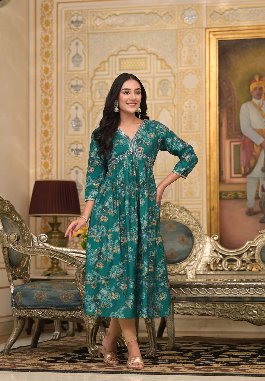 Label Khoj Women Silk Blend and embroidery Printed kurta
