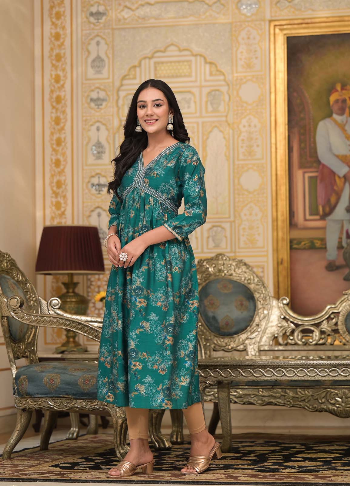 Label Khoj Women Silk Blend and embroidery Printed kurta