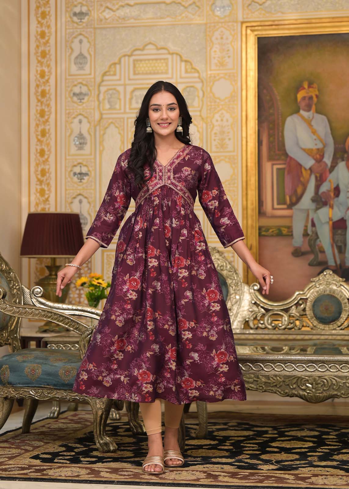 Label Khoj Women Silk Blend and embroidery Printed kurta