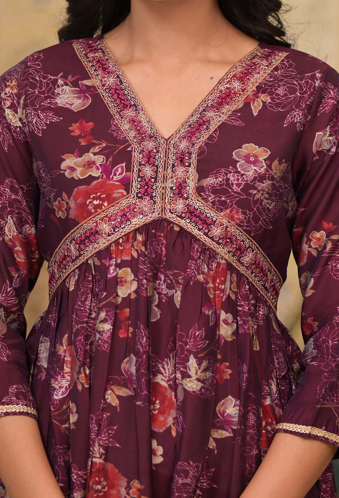 Label Khoj Women Silk Blend and embroidery Printed kurta