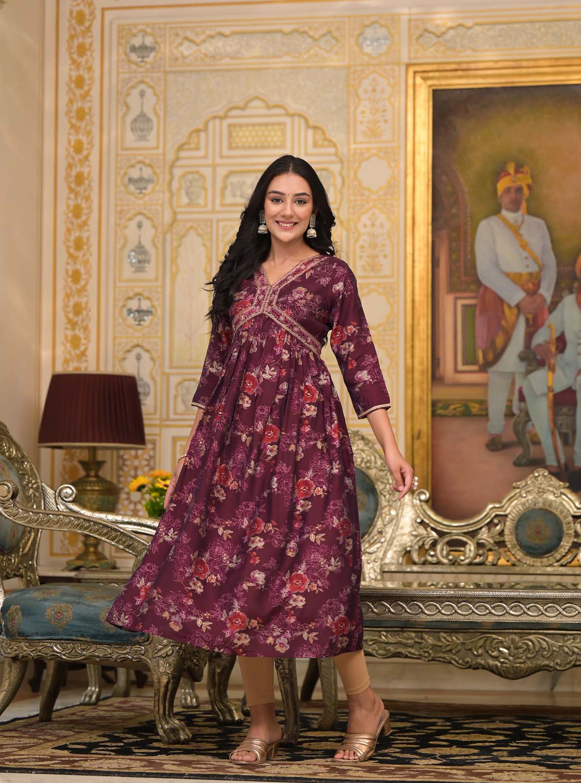 Label Khoj Women Silk Blend and embroidery Printed kurta