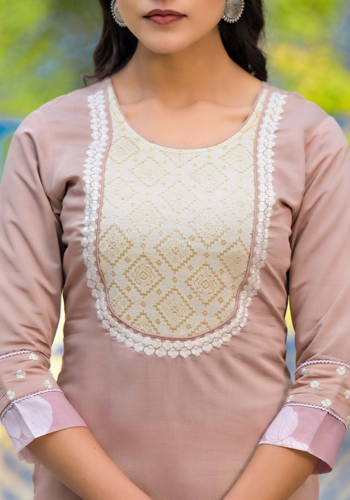 Label Khoj Women Silk blend Kurta ,trouser and dupptta set
