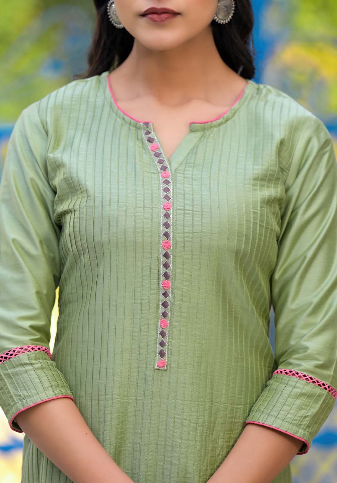 Label khoj viscose silk kurta , trouser and dupptta set