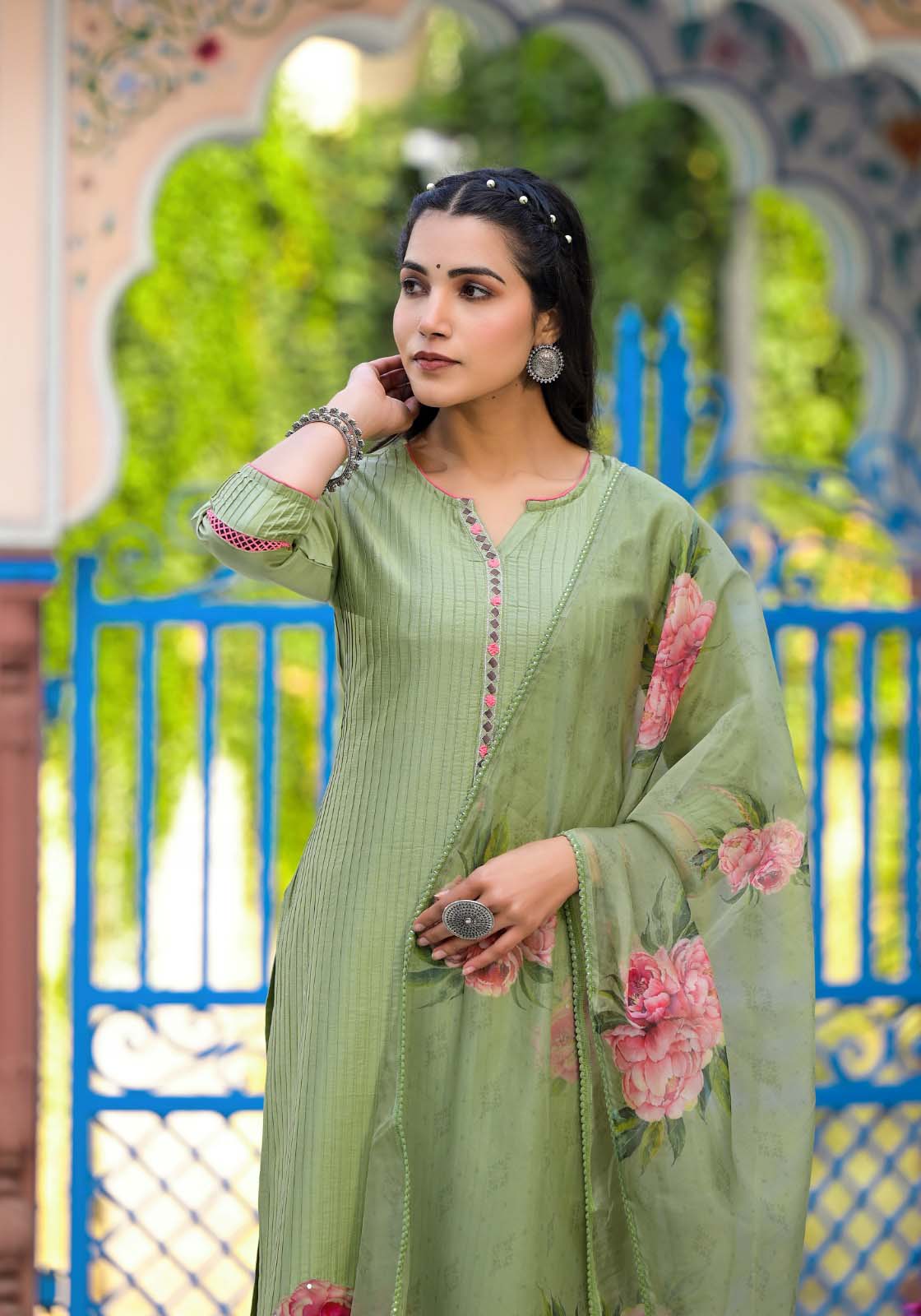 Label khoj viscose silk kurta , trouser and dupptta set