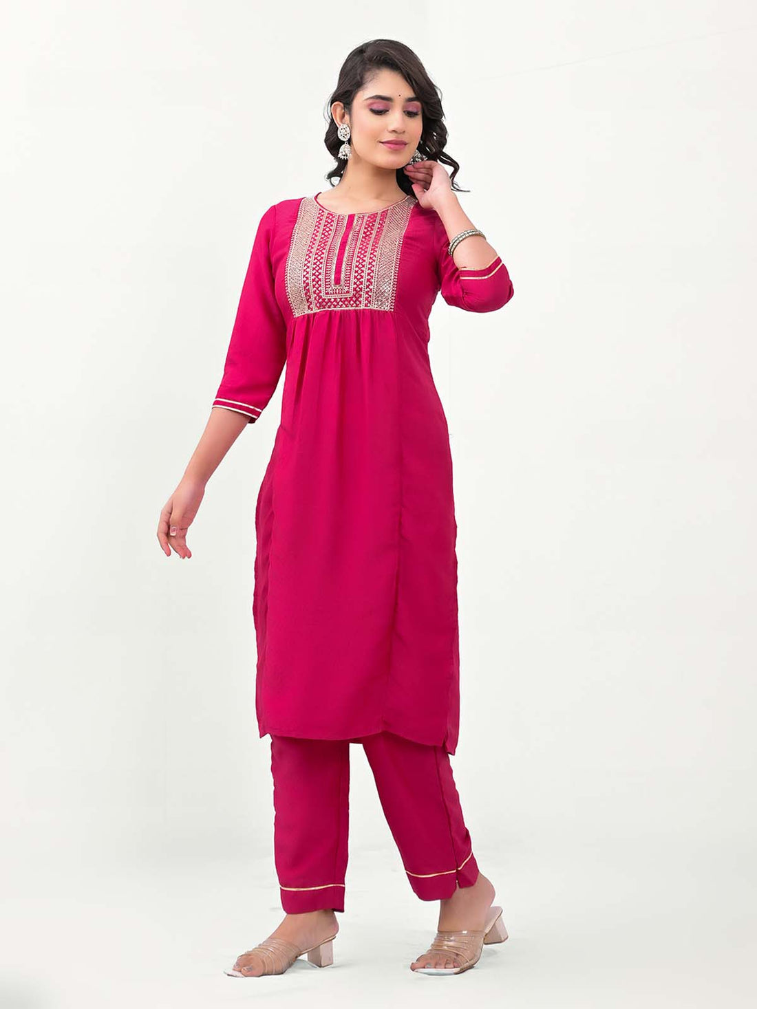 Label khoj Embroidered Work Kurta with Trousers & With Dupatta