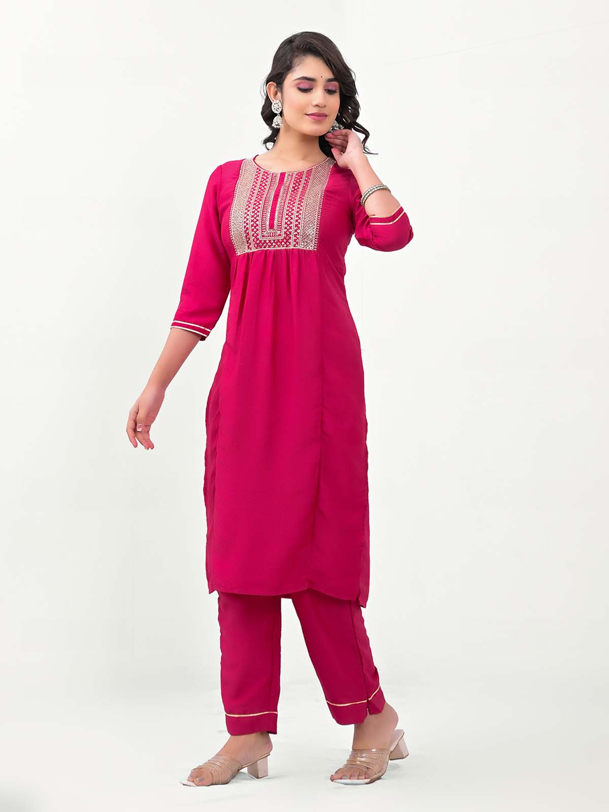 Label khoj Embroidered Work Kurta with Trousers & With Dupatta
