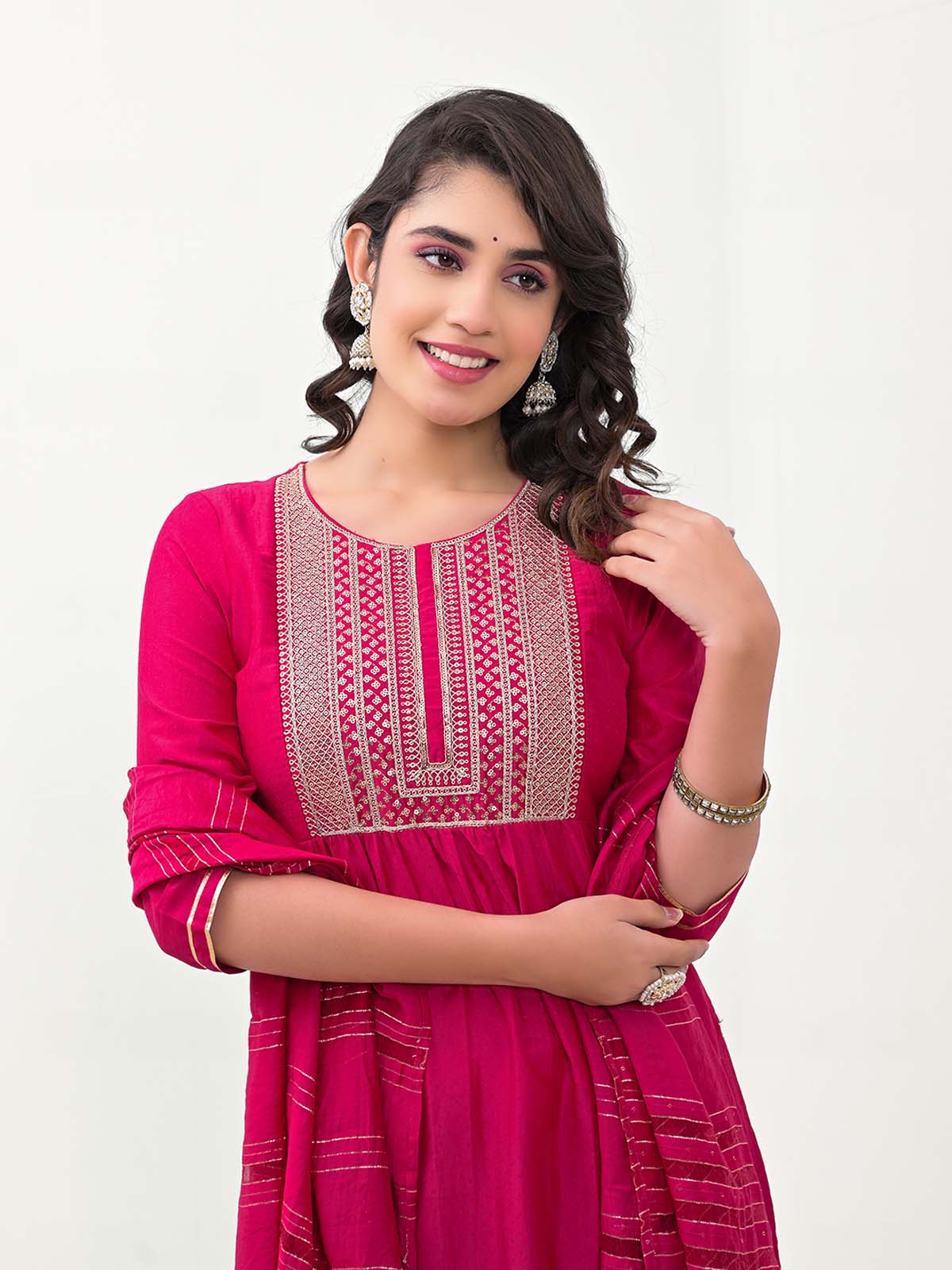 Label khoj Embroidered Work Kurta with Trousers & With Dupatta