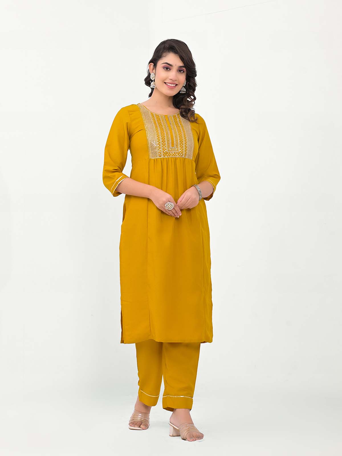 Label khoj Embroidered Work Kurta with Trousers & With Dupatta