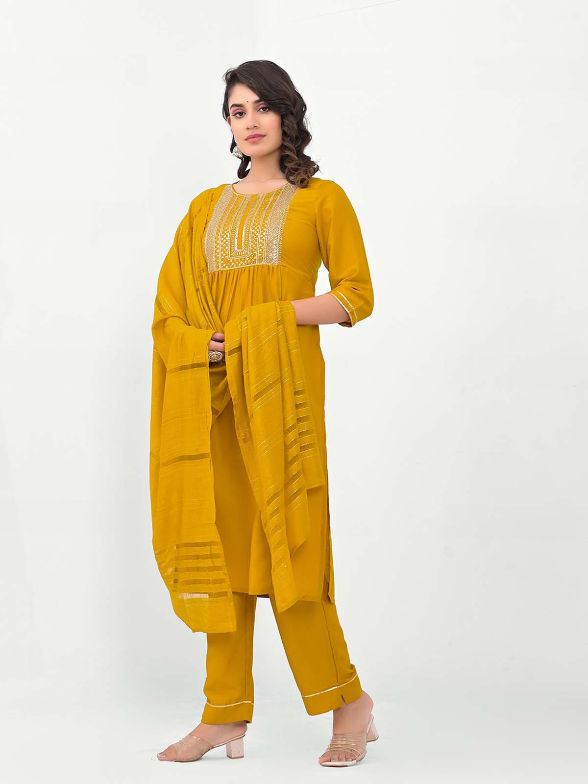 Label khoj Embroidered Work Kurta with Trousers & With Dupatta