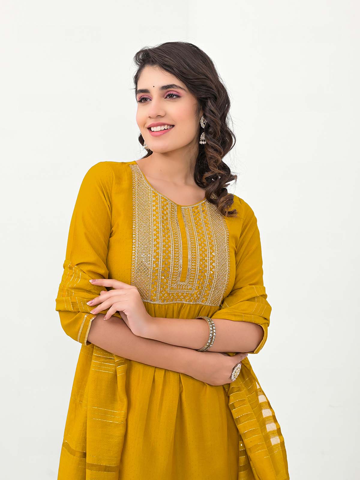 Label khoj Embroidered Work Kurta with Trousers & With Dupatta