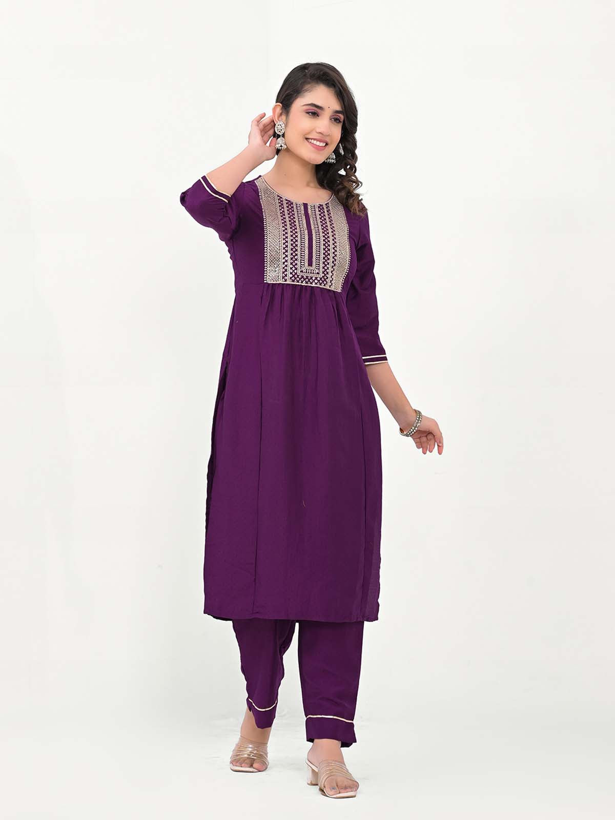 Label khoj Embroidered Work Kurta with Trousers & With Dupatta