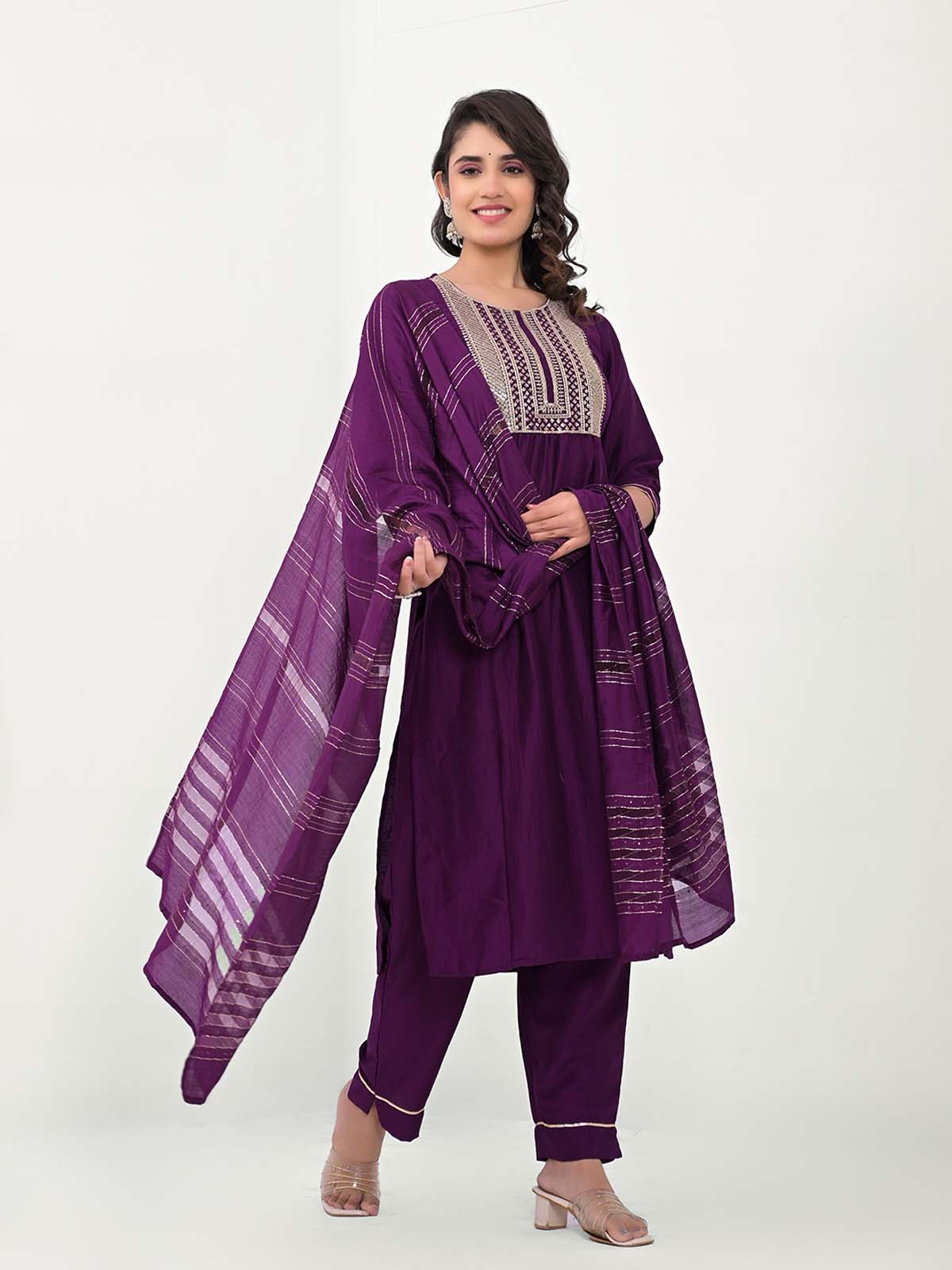 Label khoj Embroidered Work Kurta with Trousers & With Dupatta