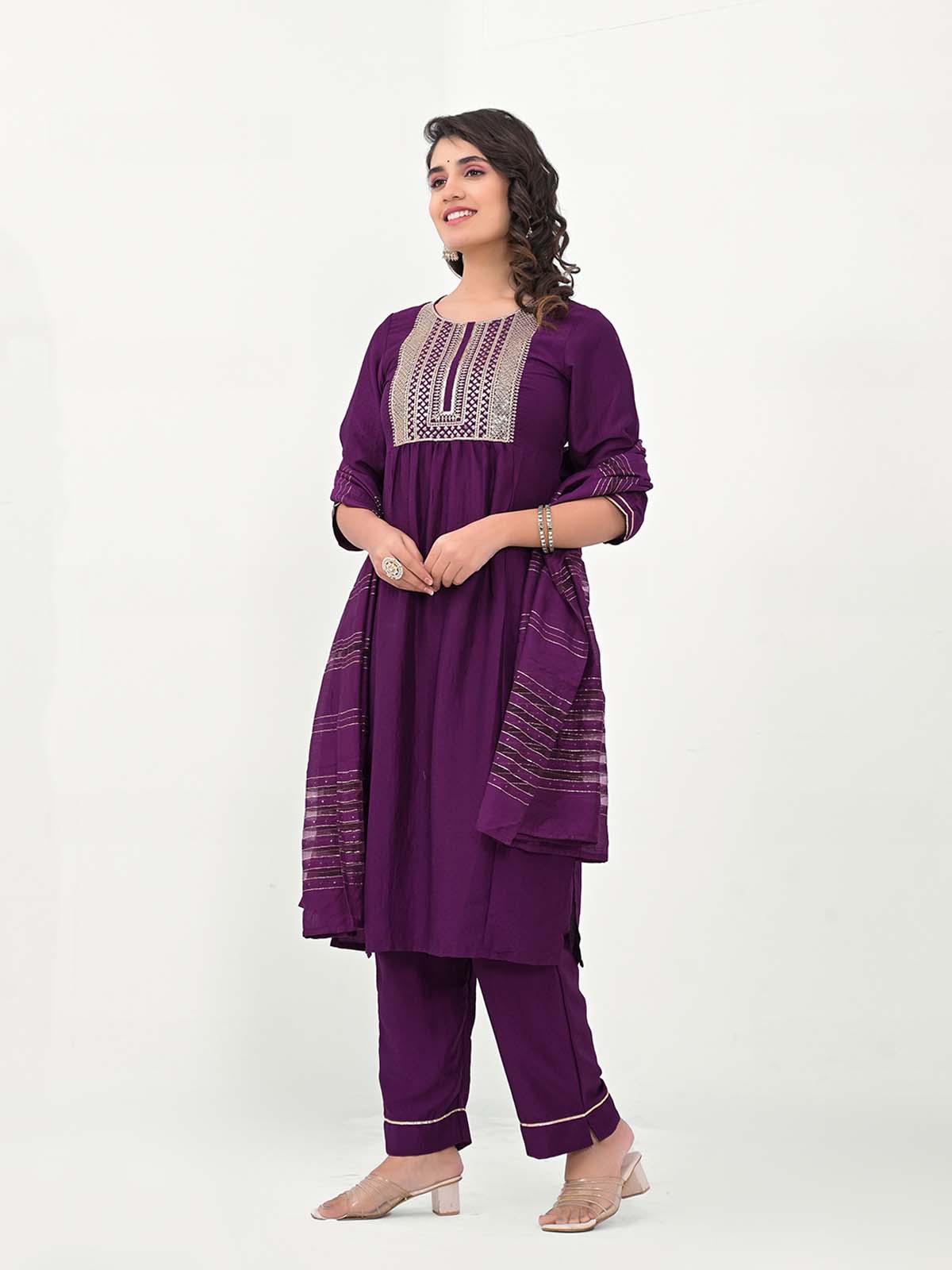 Label khoj Embroidered Work Kurta with Trousers & With Dupatta
