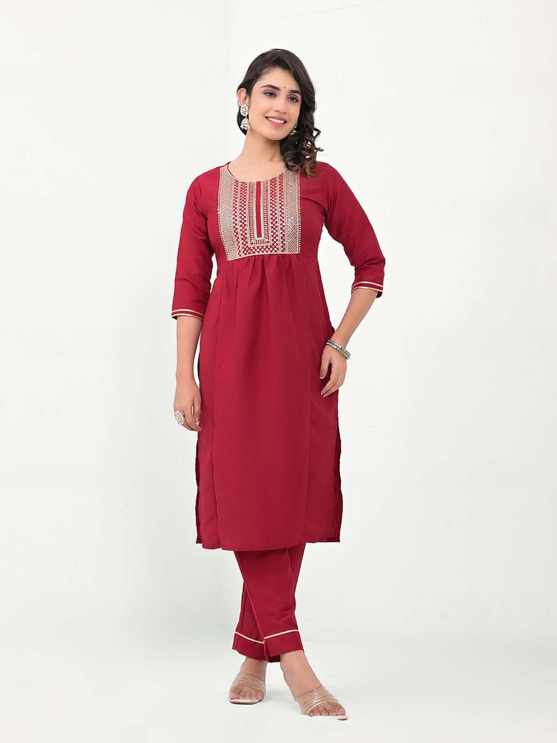 Label khoj Embroidered Work Kurta with Trousers & With Dupatta