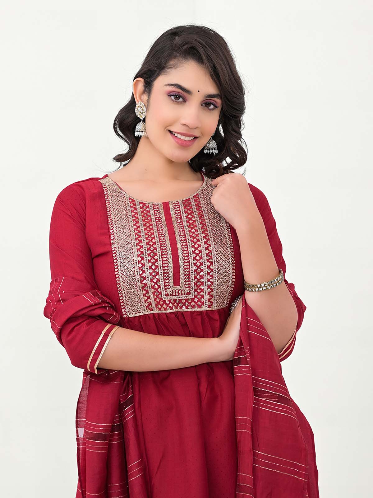 Label khoj Embroidered Work Kurta with Trousers & With Dupatta