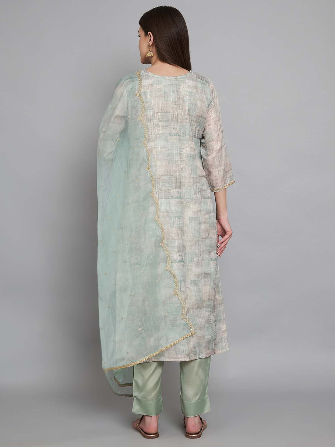 Label khoj double neck Kurta with Trousers & With Dupatta