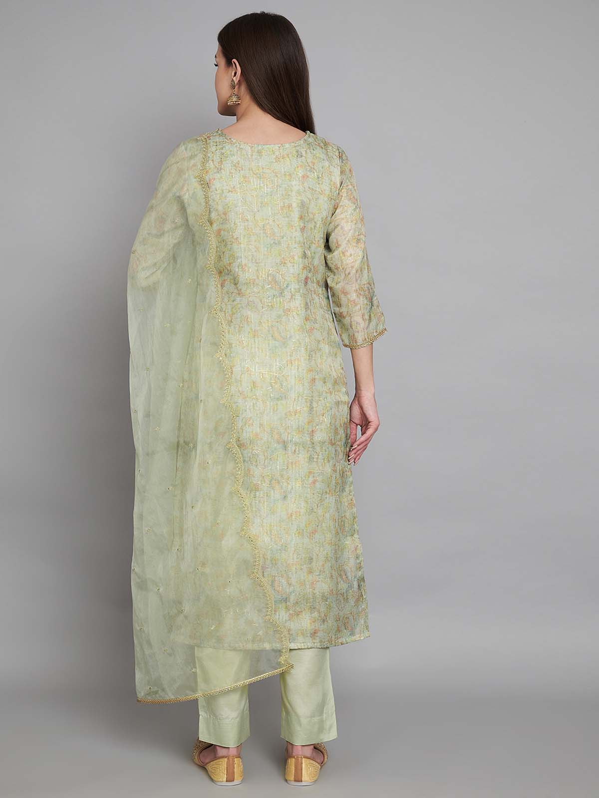 Label khoj double neck Kurta with Trousers & With Dupatta