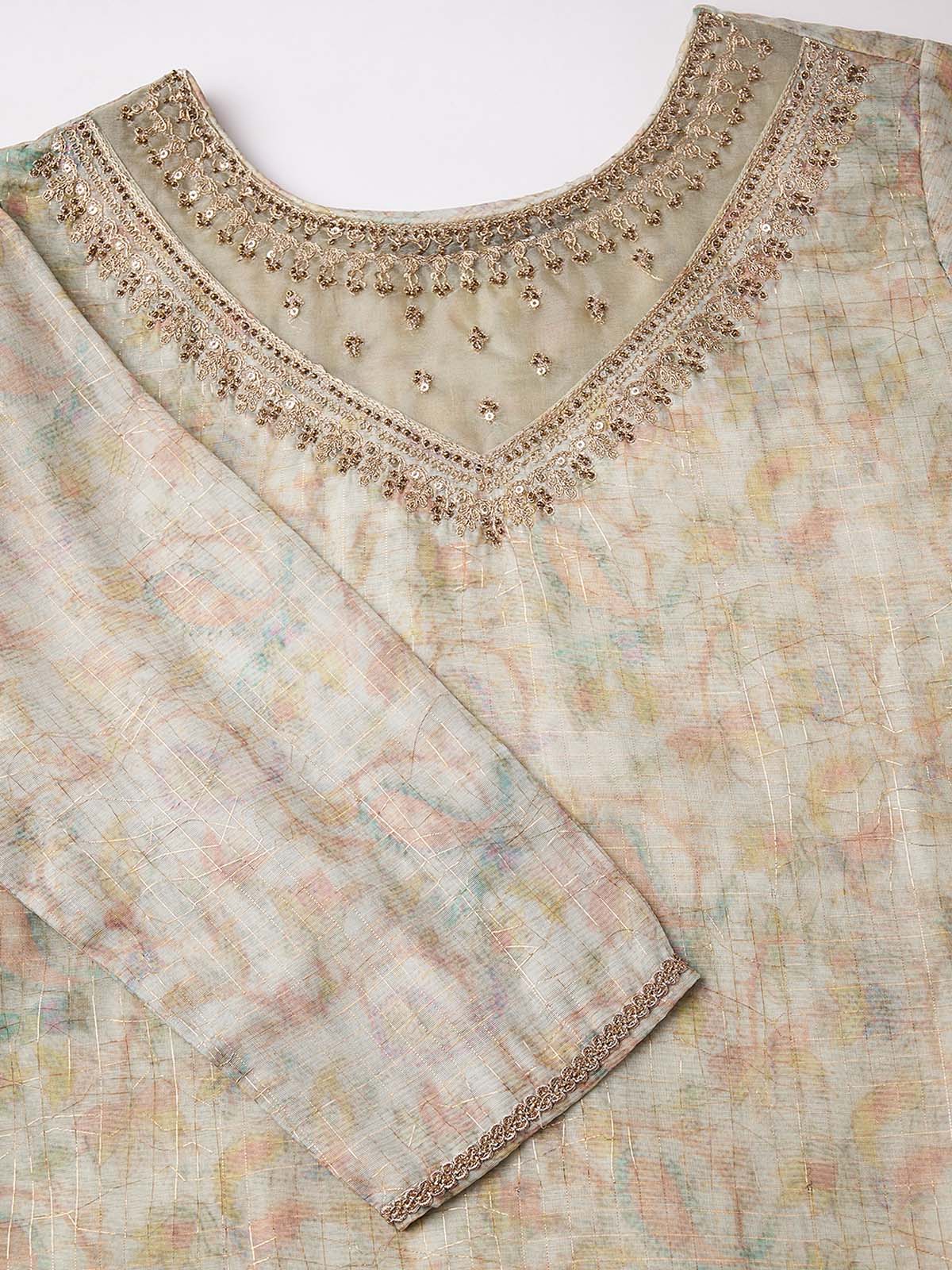 Label khoj double neck Kurta with Trousers & With Dupatta