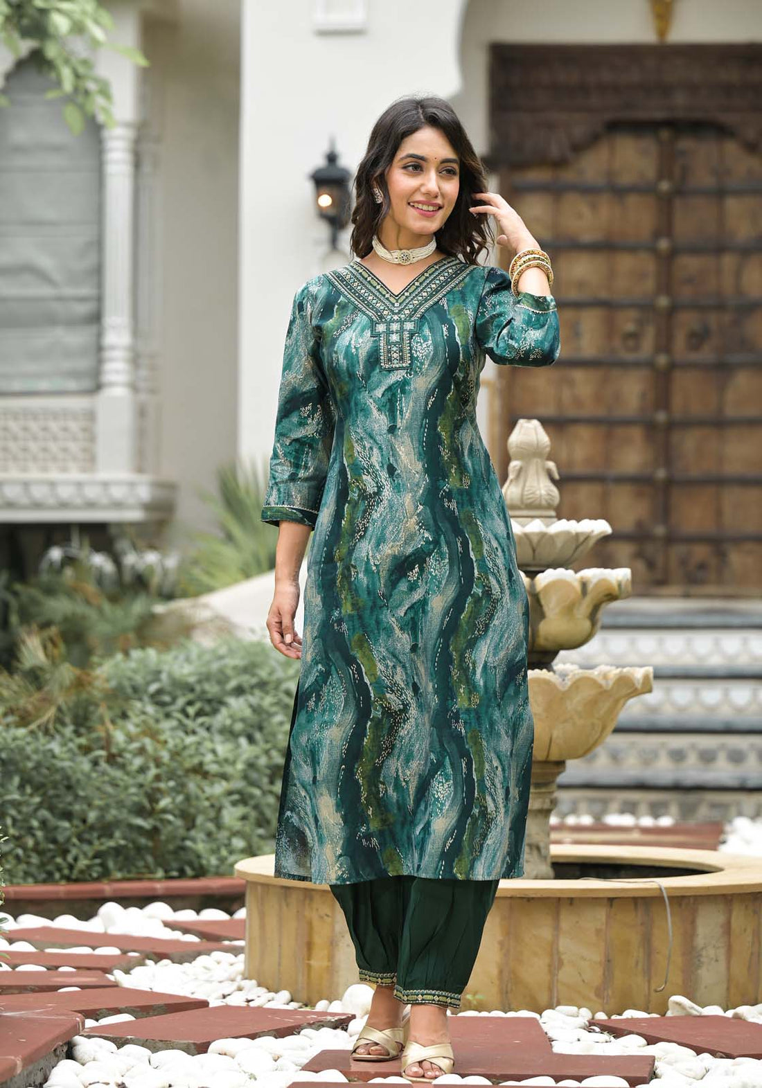 Label Khoj Women Modal silk Kurta ,trouser and dupptta set
