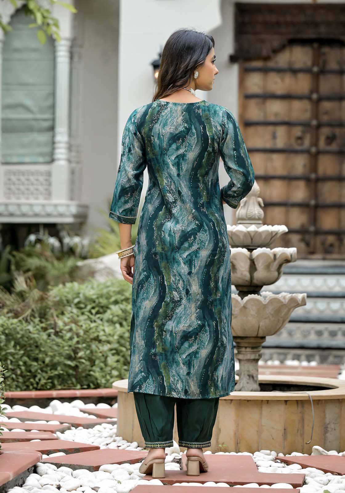 Label Khoj Women Modal silk Kurta ,trouser and dupptta set