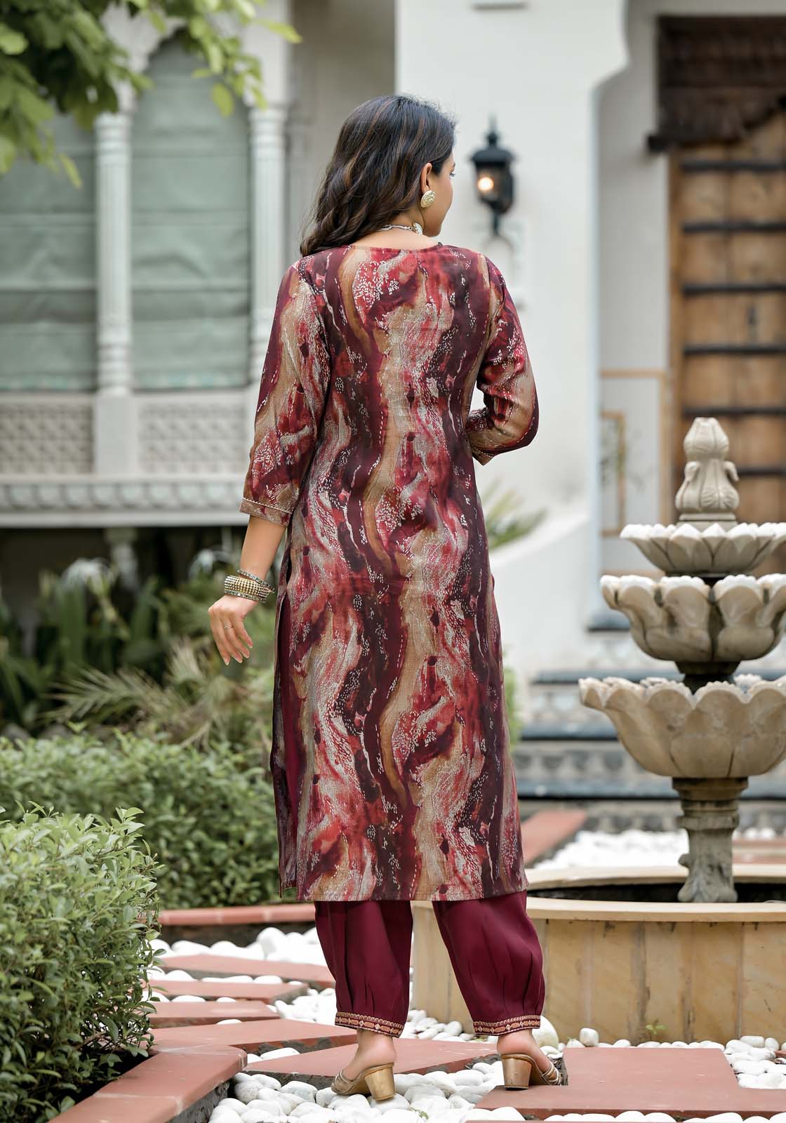 Label Khoj Women Modal silk Kurta ,trouser and dupptta set