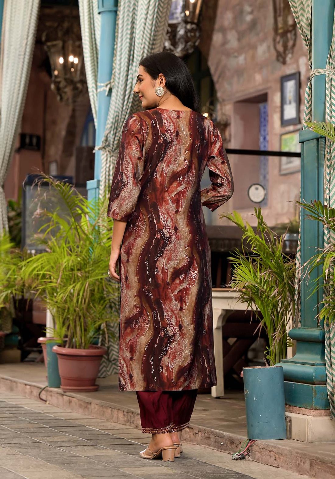 Label Khoj Women Modal silk Kurta ,trouser and dupptta set