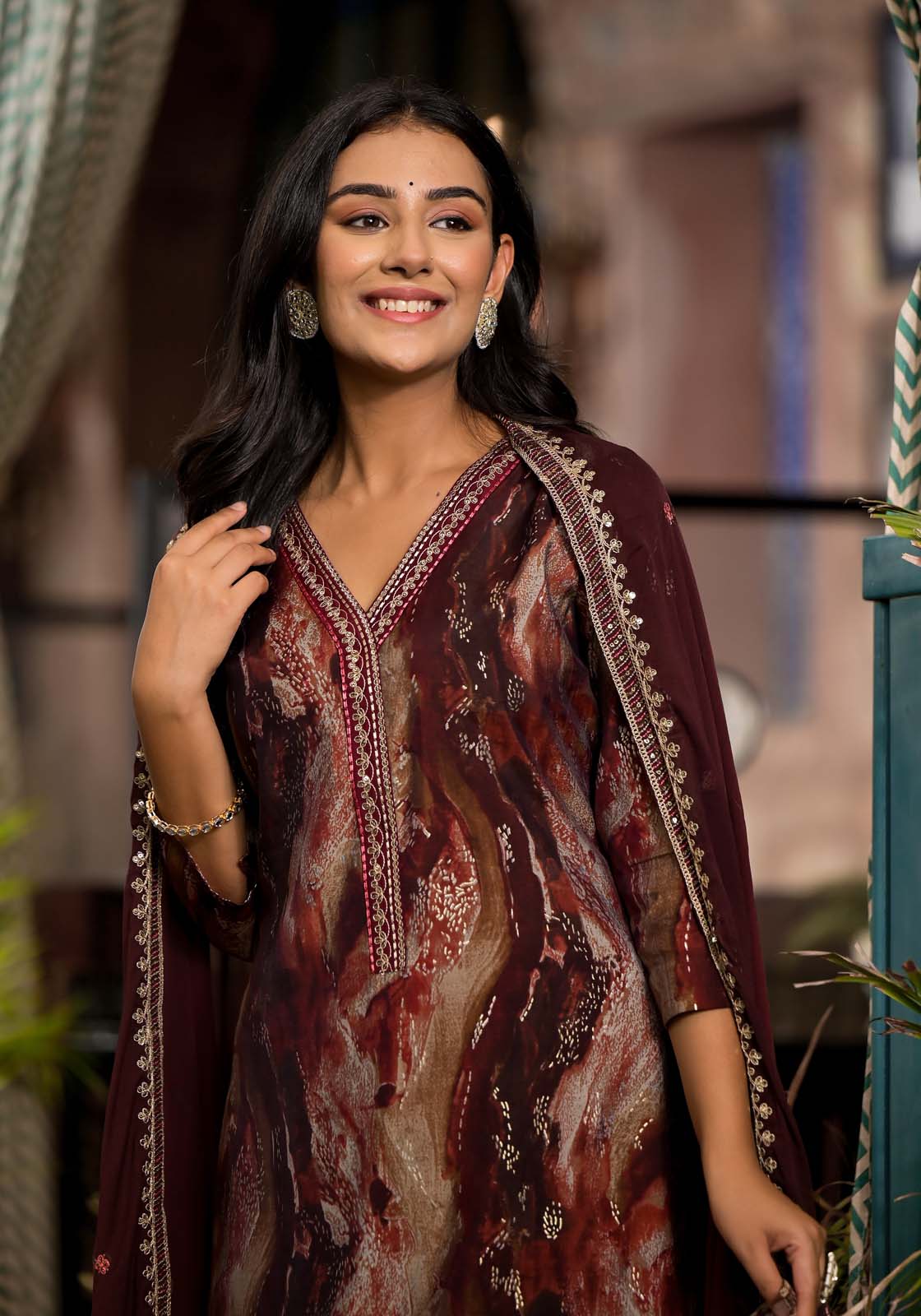 Label Khoj Women Modal silk Kurta ,trouser and dupptta set