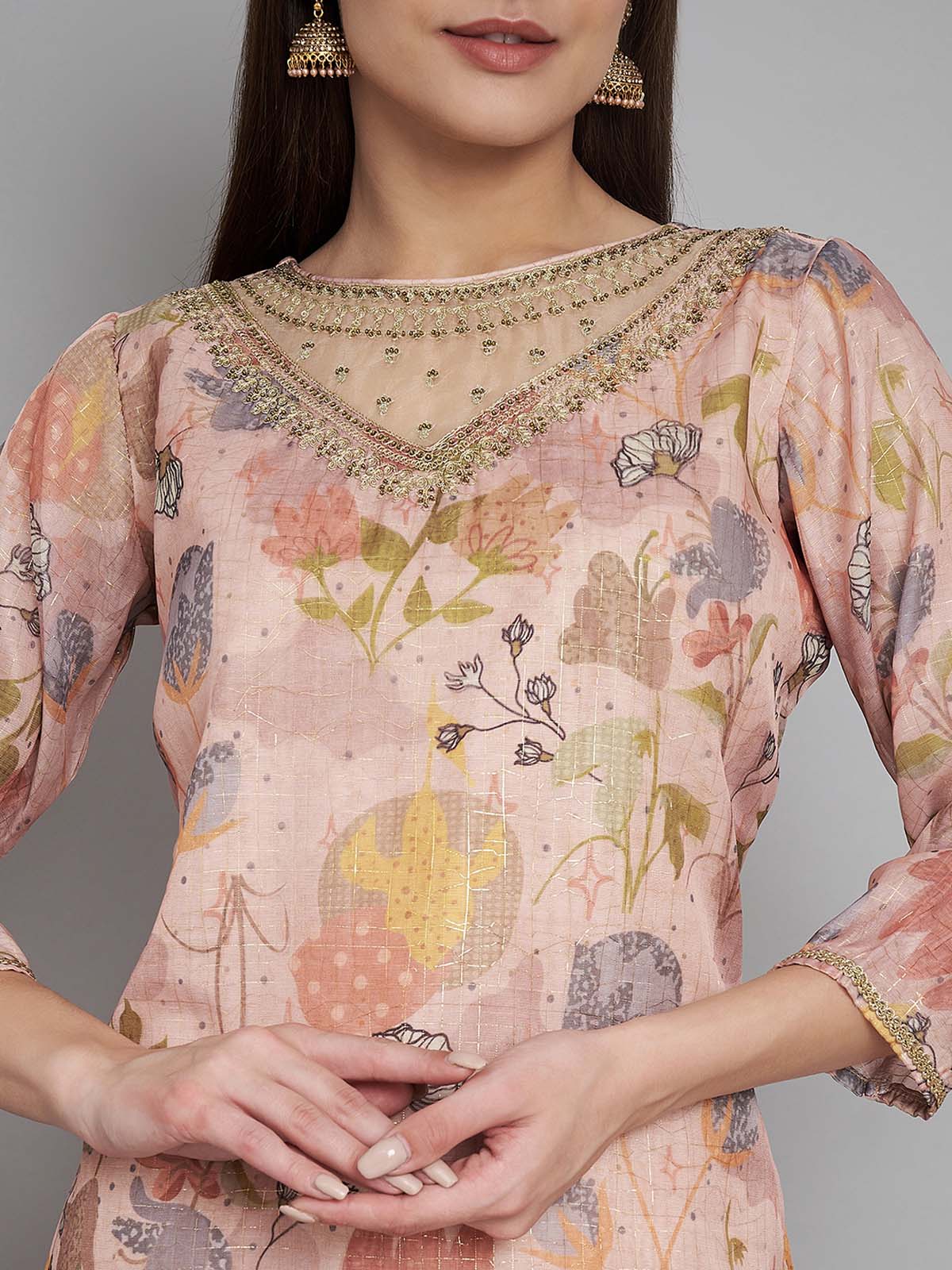 Label khoj double neck Kurta with Trousers & With Dupatta