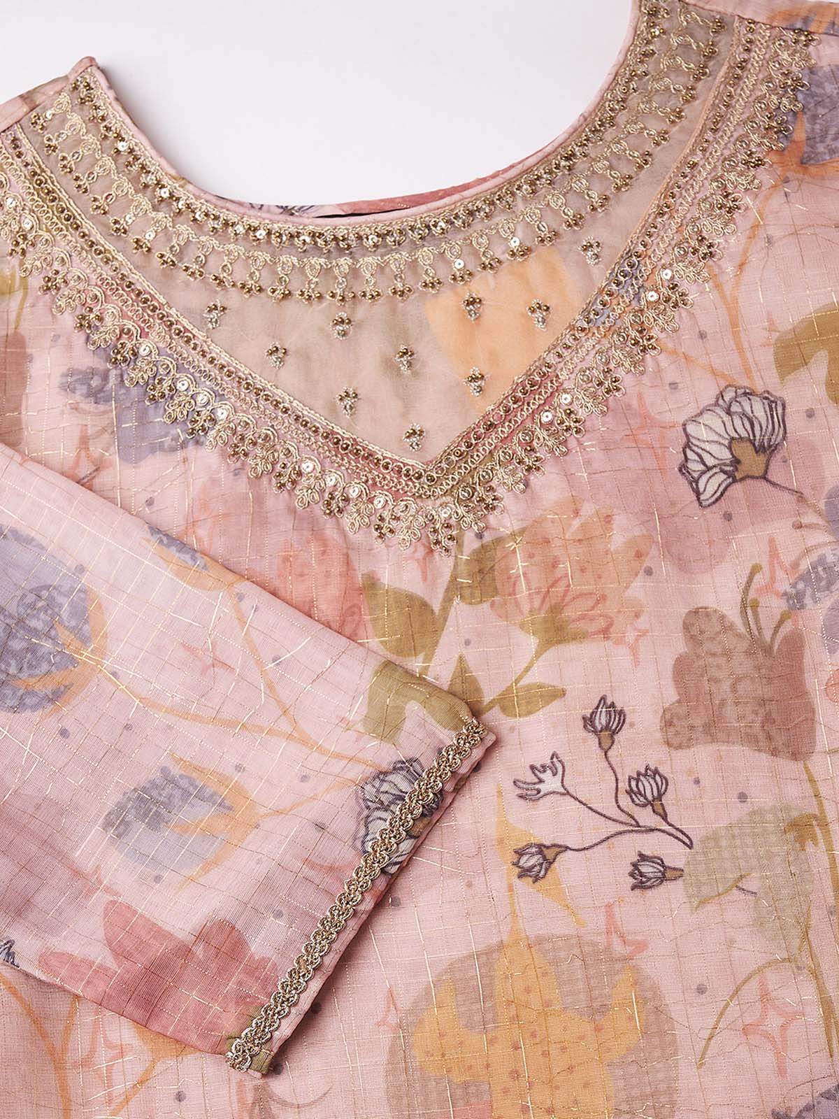 Label khoj double neck Kurta with Trousers & With Dupatta