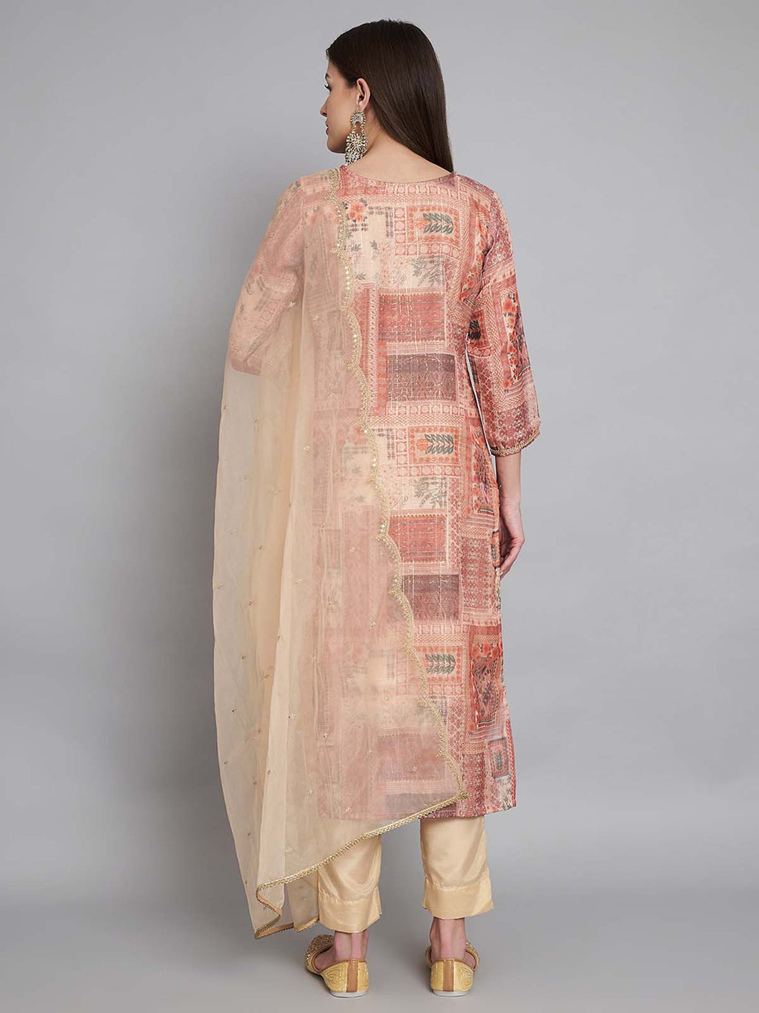 Label khoj double neck Kurta with Trousers & With Dupatta