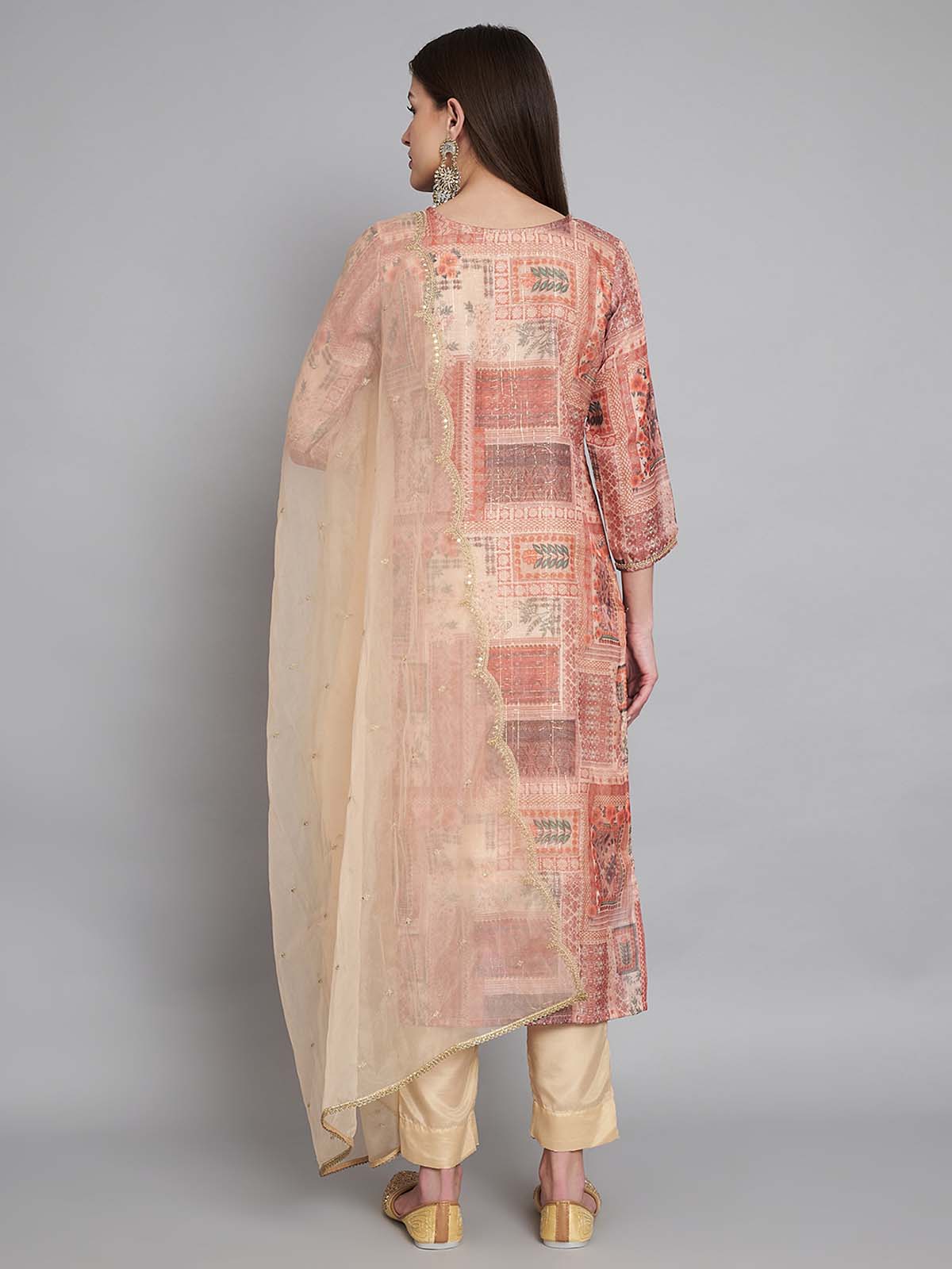 Label khoj double neck Kurta with Trousers & With Dupatta