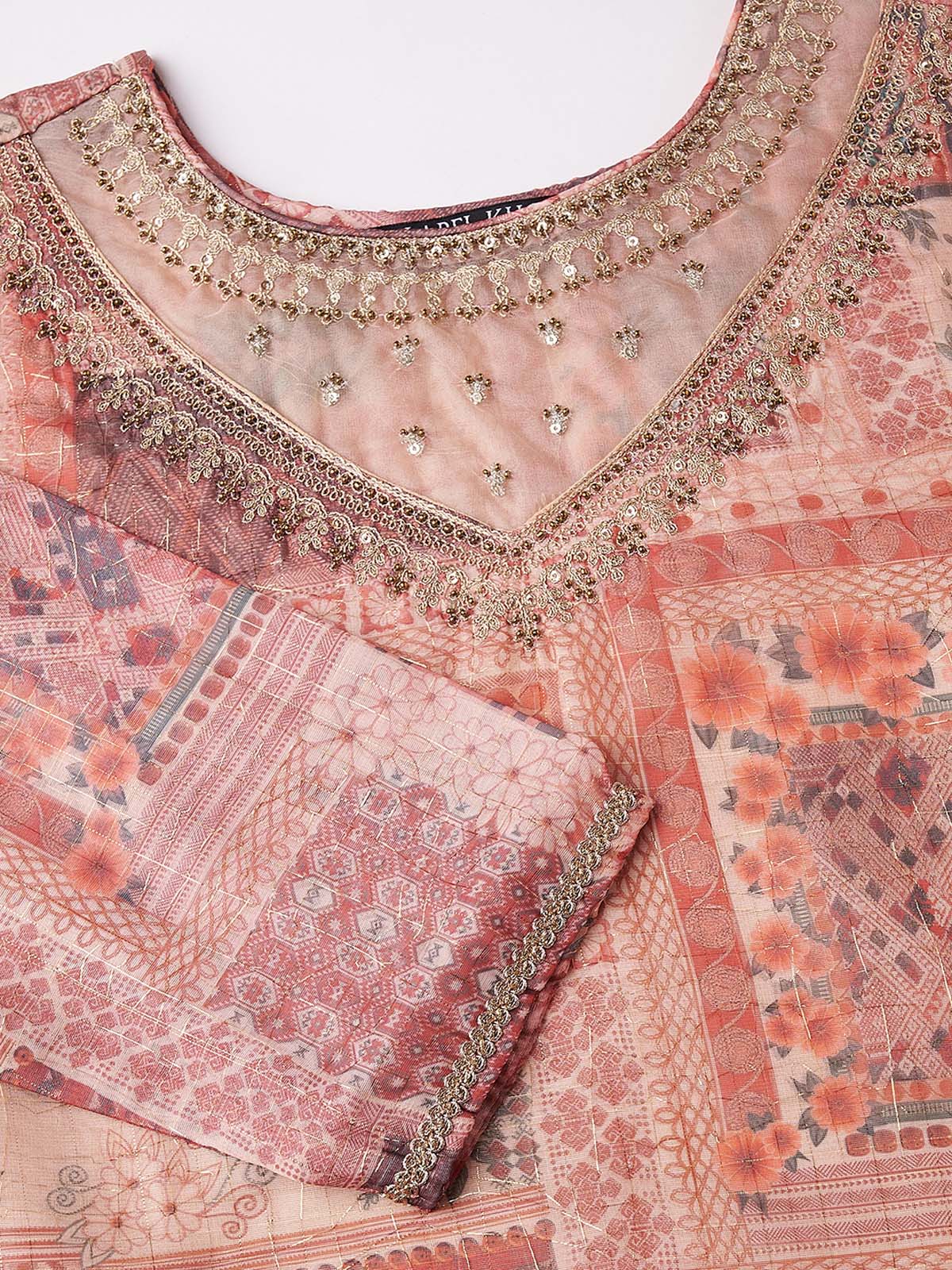 Label khoj double neck Kurta with Trousers & With Dupatta