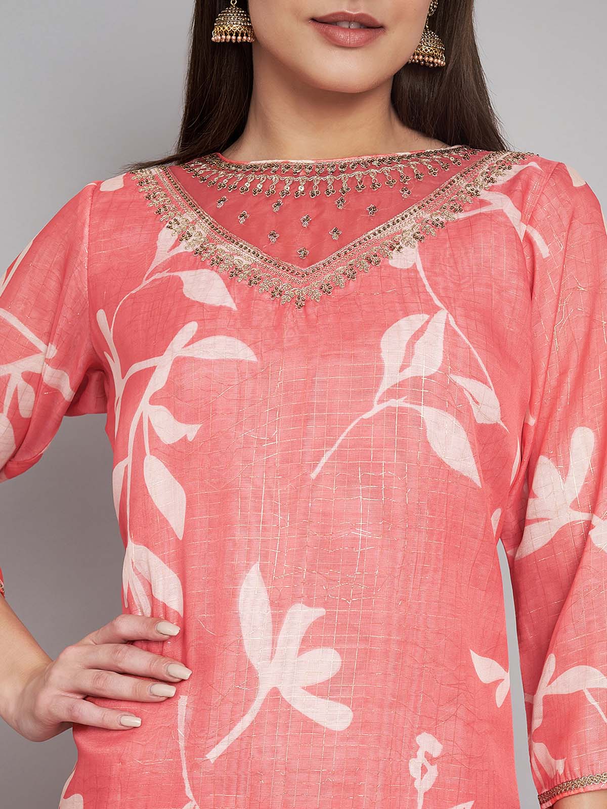 Label khoj double neck Kurta with Trousers & With Dupatta