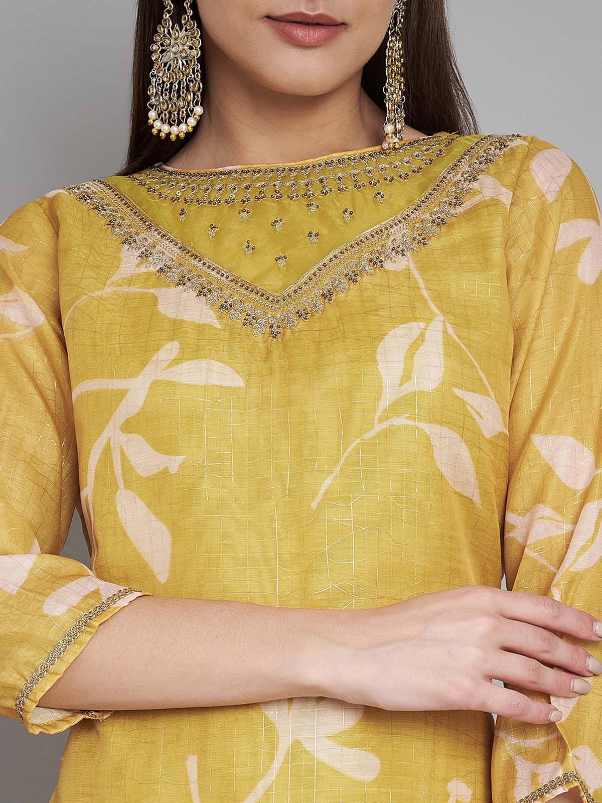 Label khoj double neck Kurta with Trousers & With Dupatta