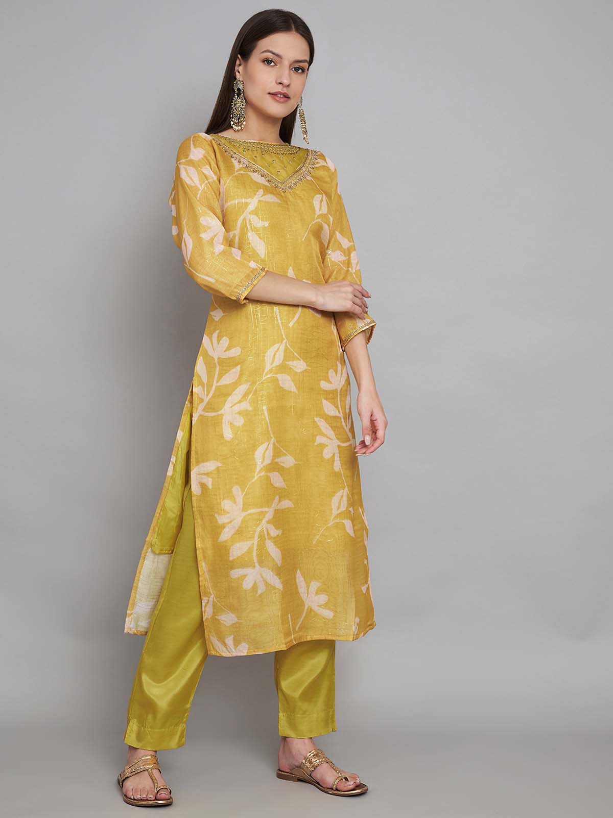 Label khoj double neck Kurta with Trousers & With Dupatta