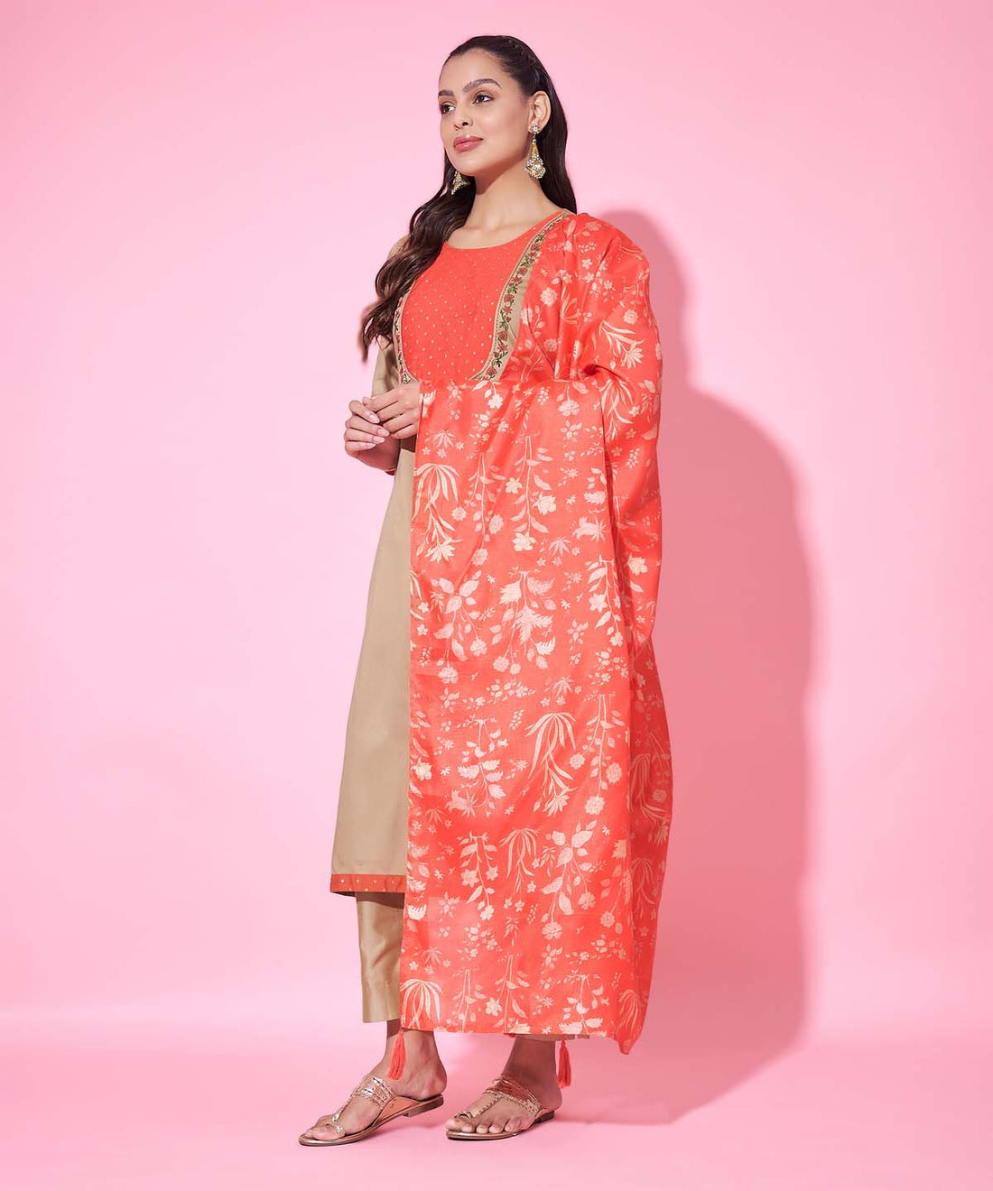 Label khoj Silk blend?Kurta with Trousers & With Dupatta