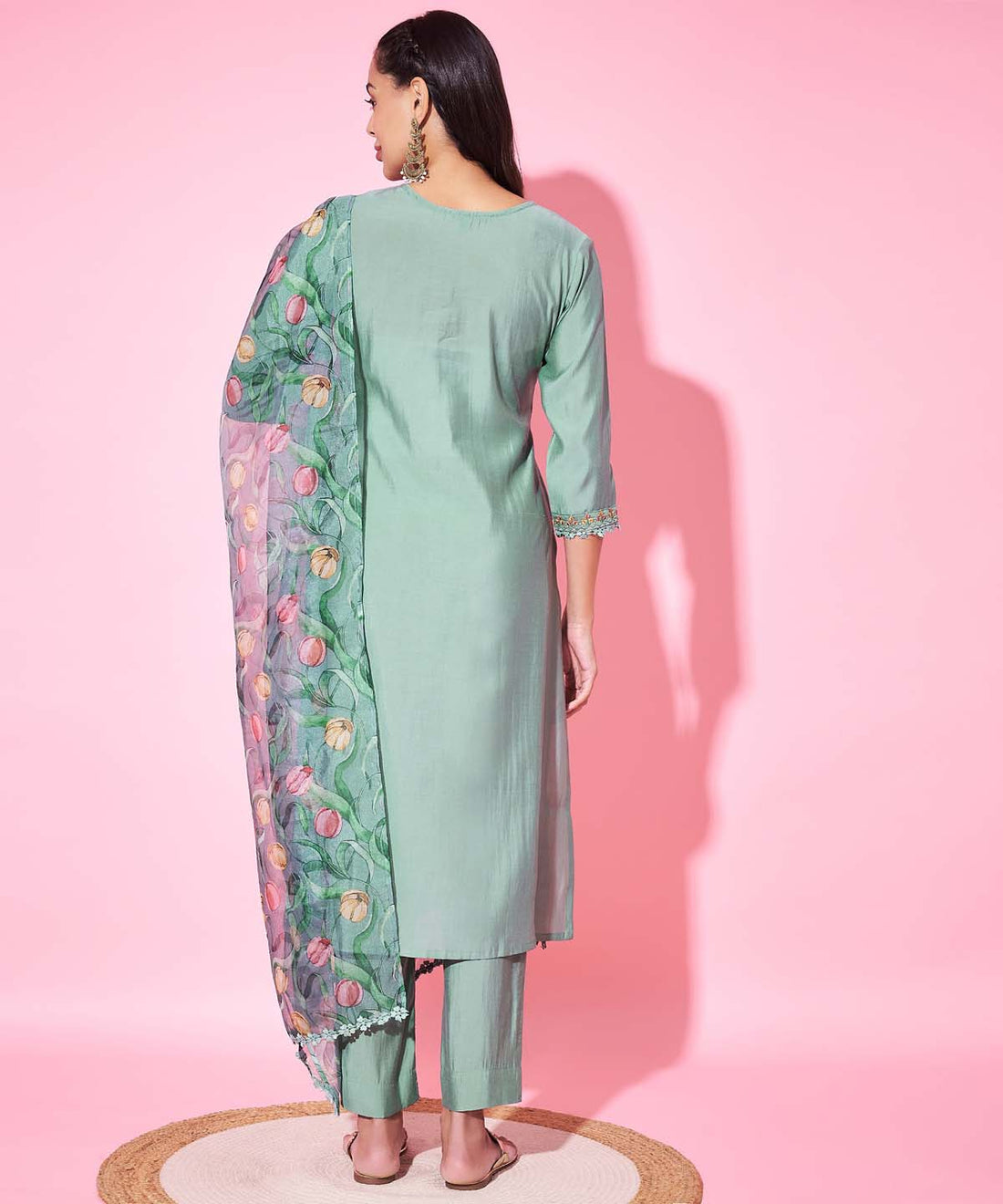 Label khoj Silk blend?Kurta with Trousers & With Dupatta
