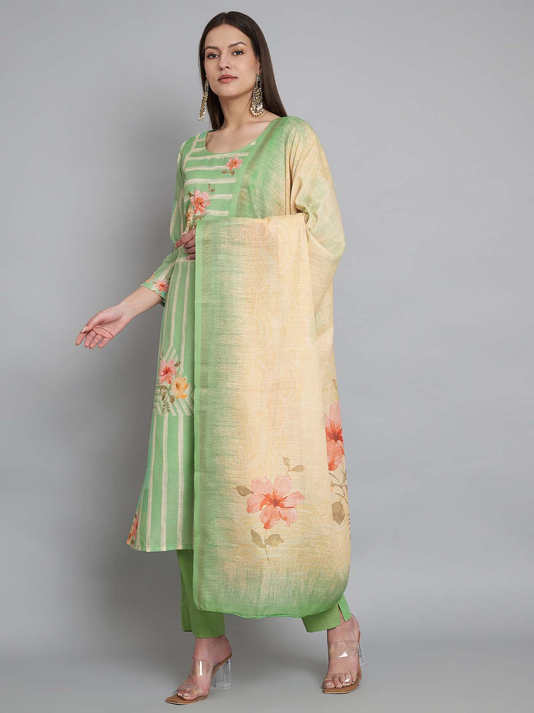 Label khoj lilen kurta , trouser and dupptta set