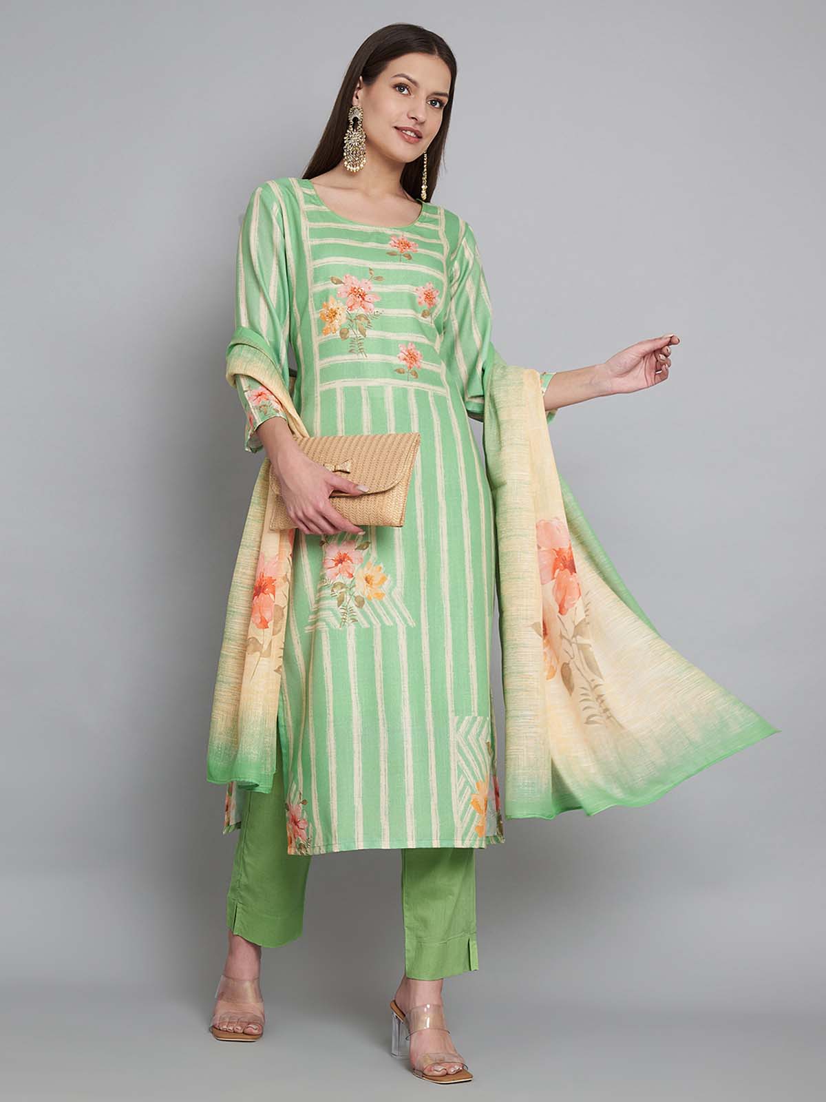 Label khoj lilen kurta , trouser and dupptta set