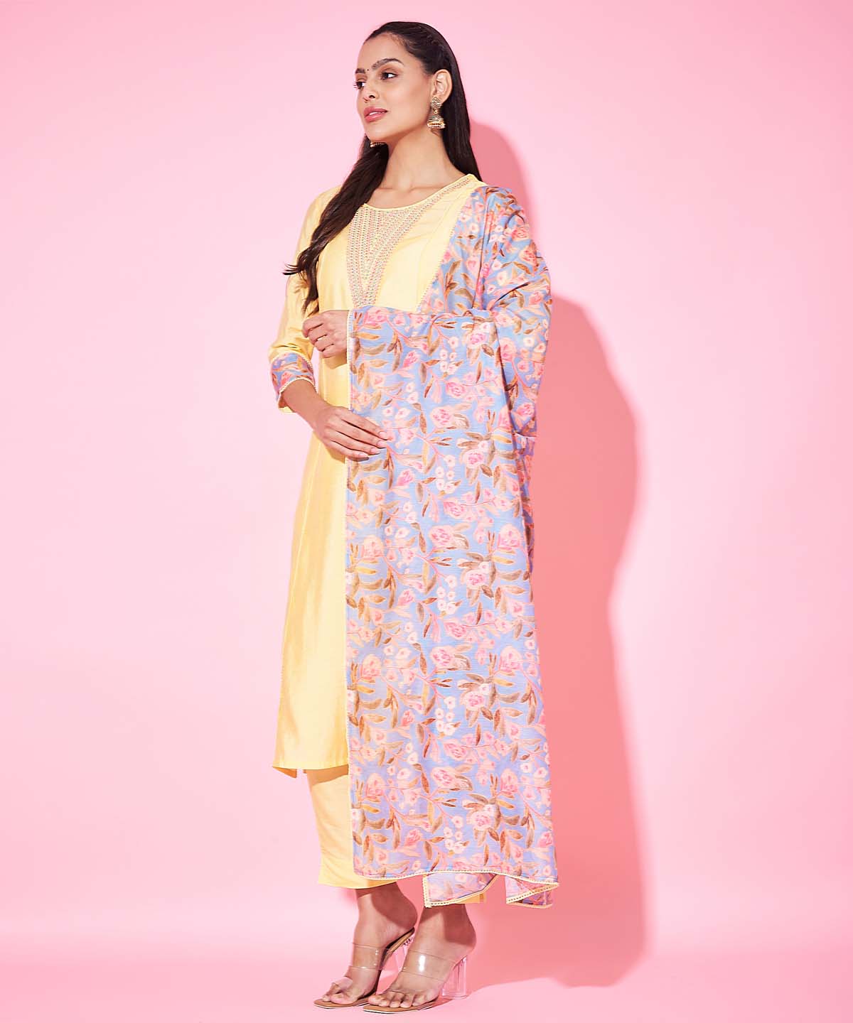 Label khoj Silk blend?Kurta with Trousers & With Dupatta