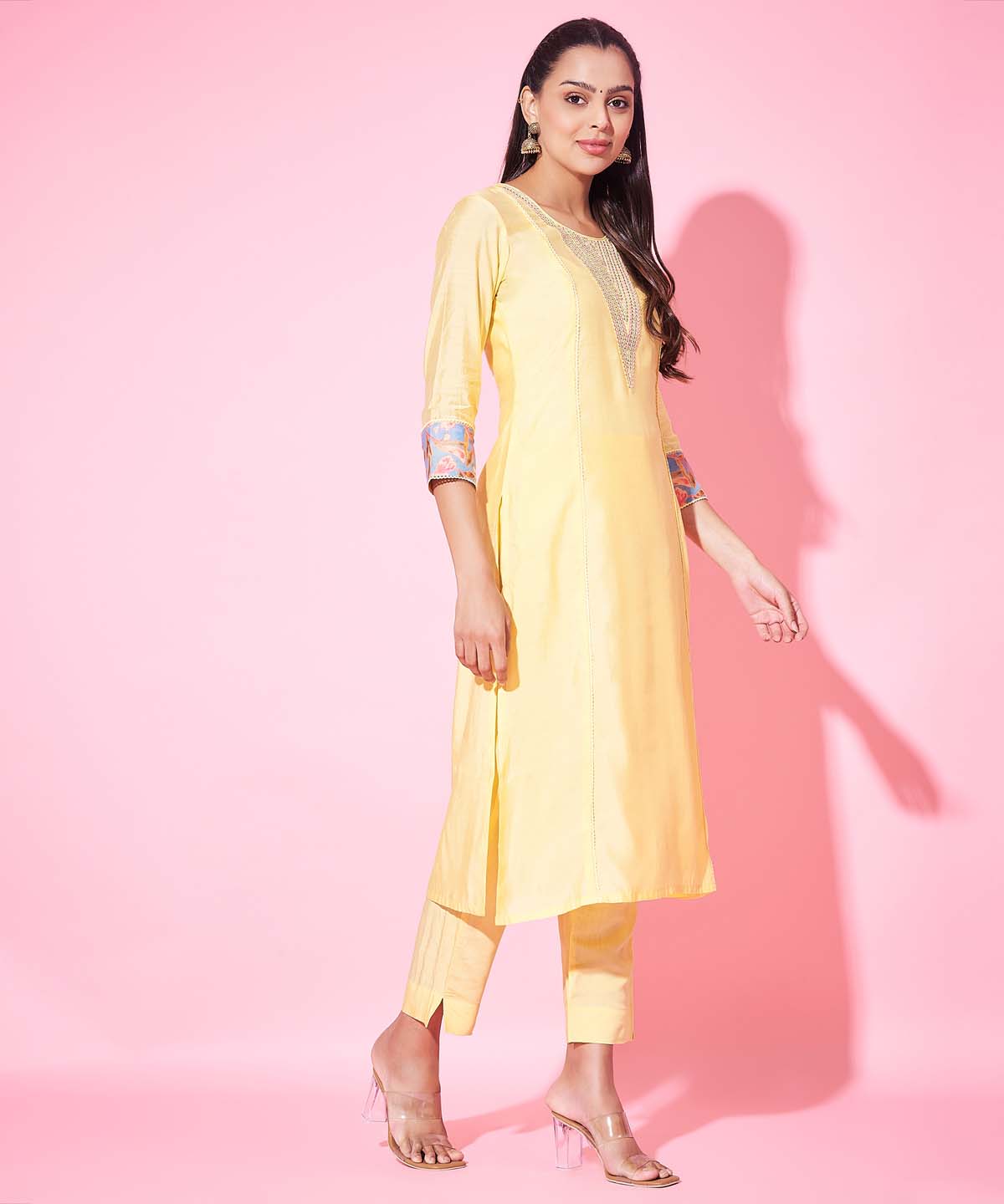 Label khoj Silk blend?Kurta with Trousers & With Dupatta