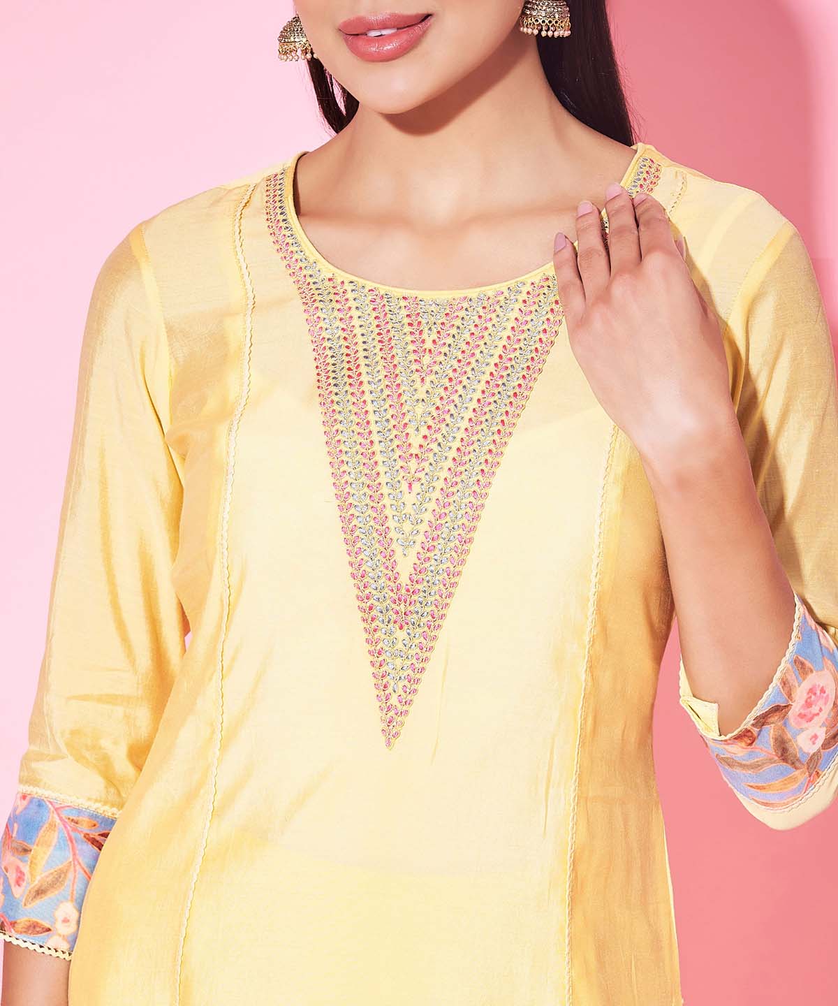 Label khoj Silk blend?Kurta with Trousers & With Dupatta