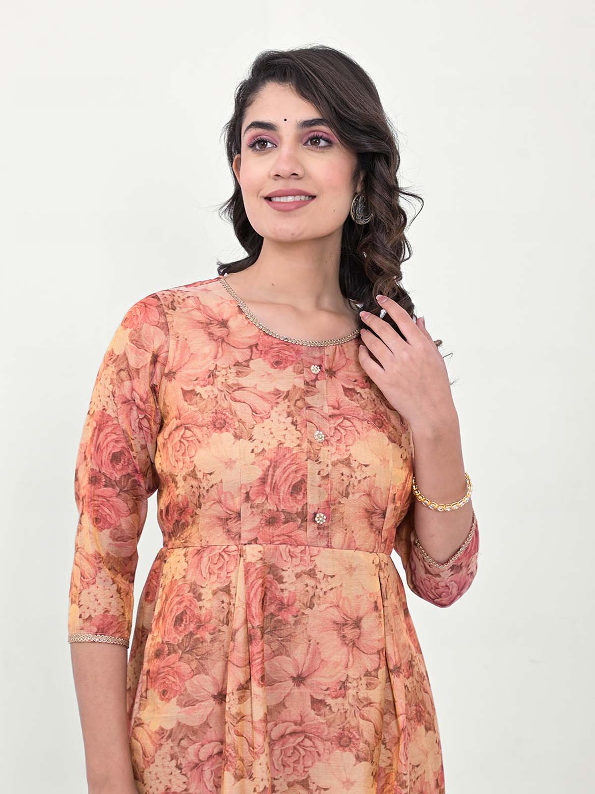 Label Khoj Women Silk Blend Printed Ethnic Dress