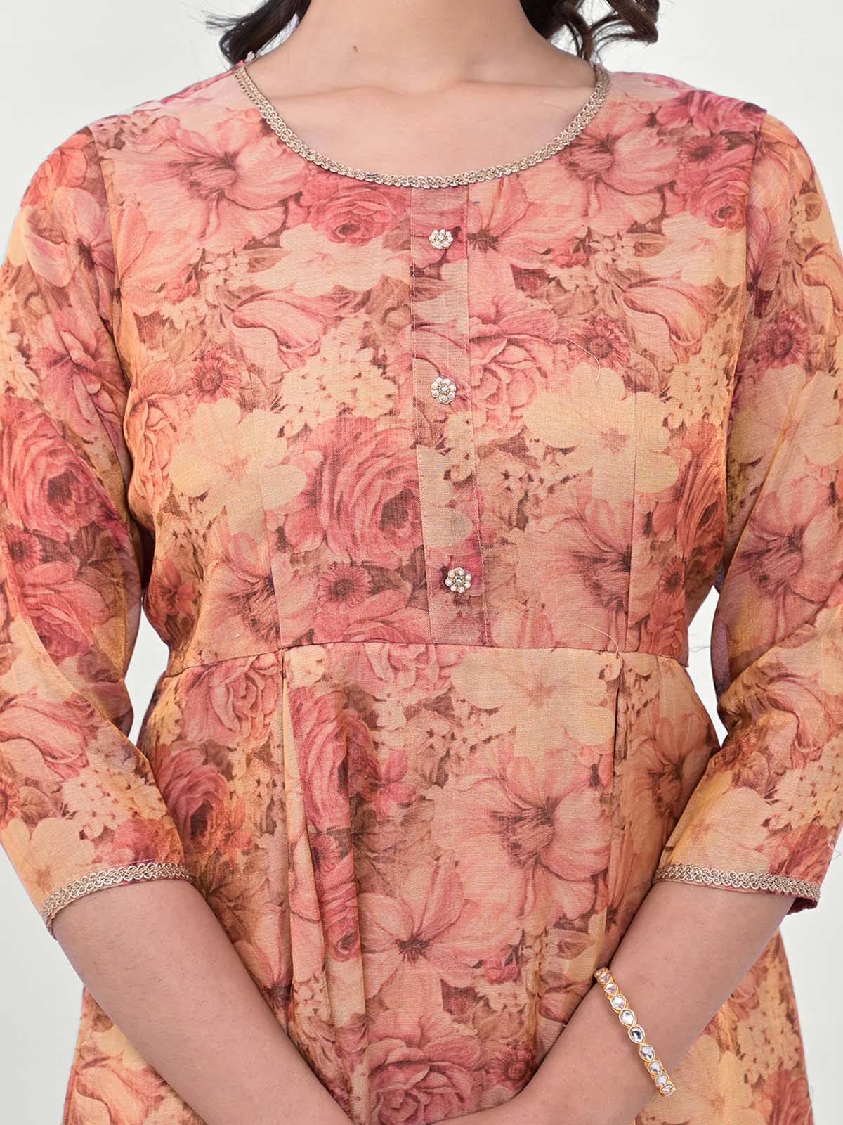 Label Khoj Women Silk Blend Printed Ethnic Dress