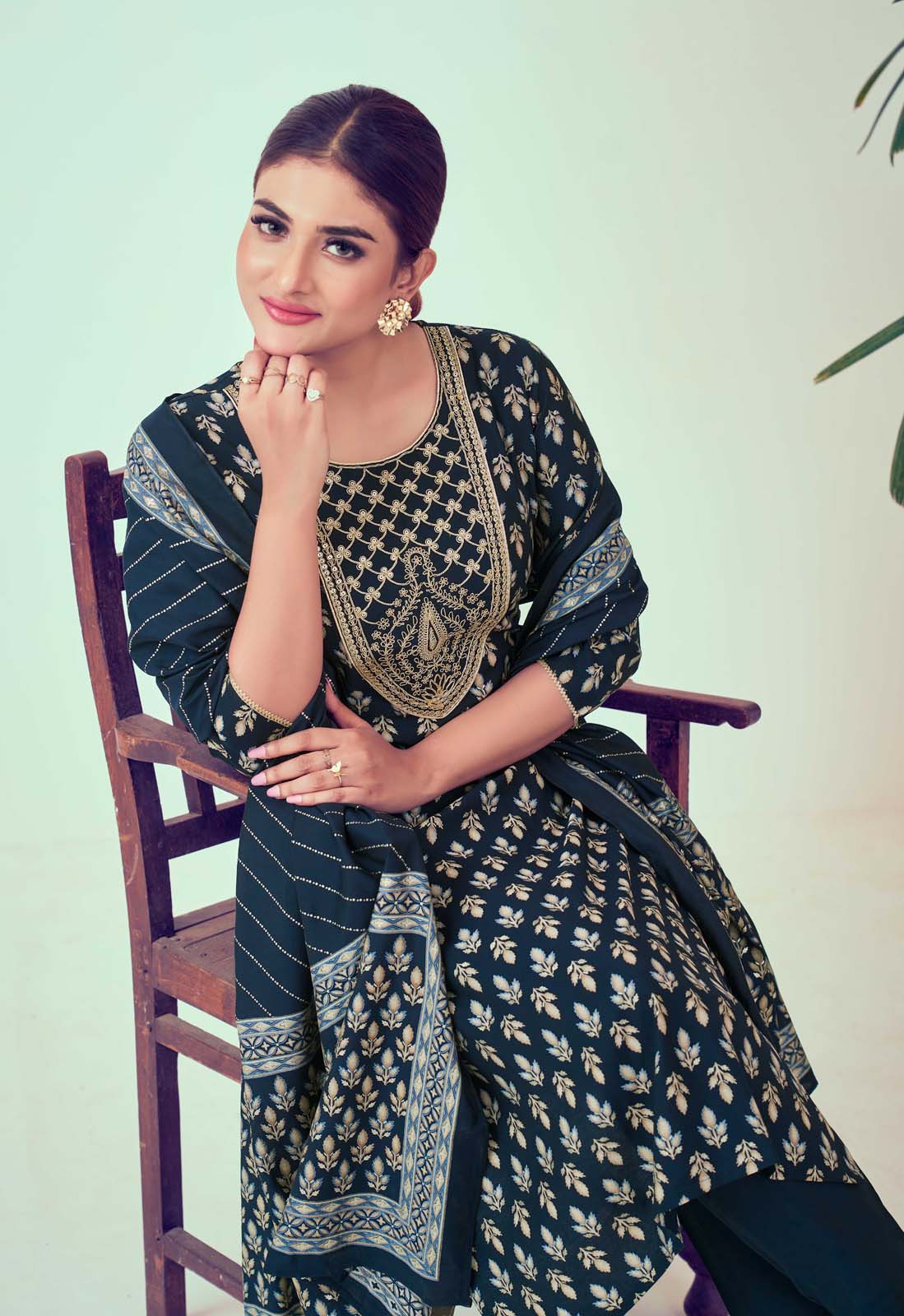 Label Khoj Women Modal silk Kurta ,trouser and dupptta set