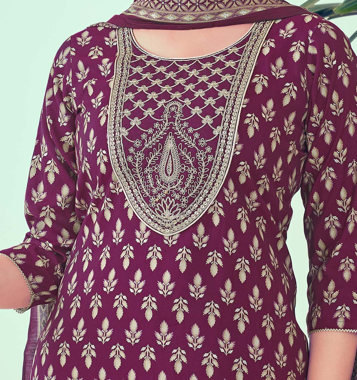 Label Khoj Women Modal silk Kurta ,trouser and dupptta set
