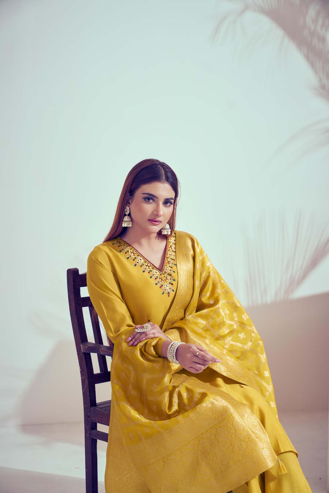 Label Khoj Women Roman Silk Kurta ,trouser and dupptta set