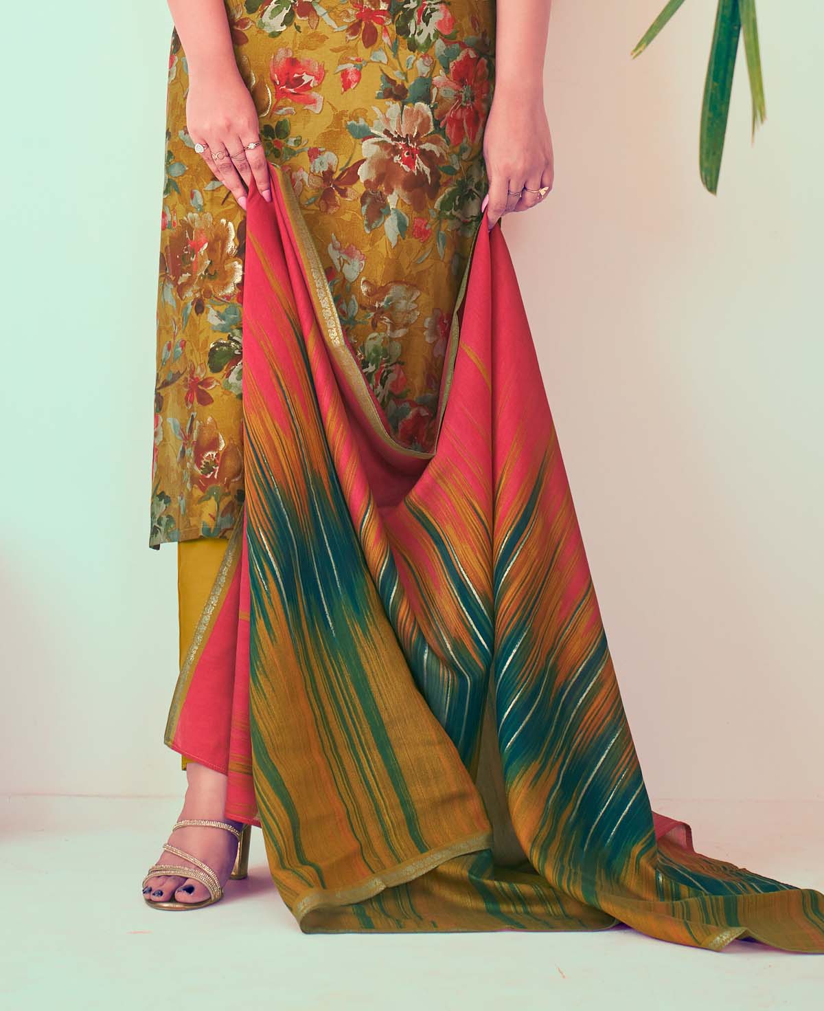 Label Khoj Women Modal silk Kurta ,trouser and dupptta set