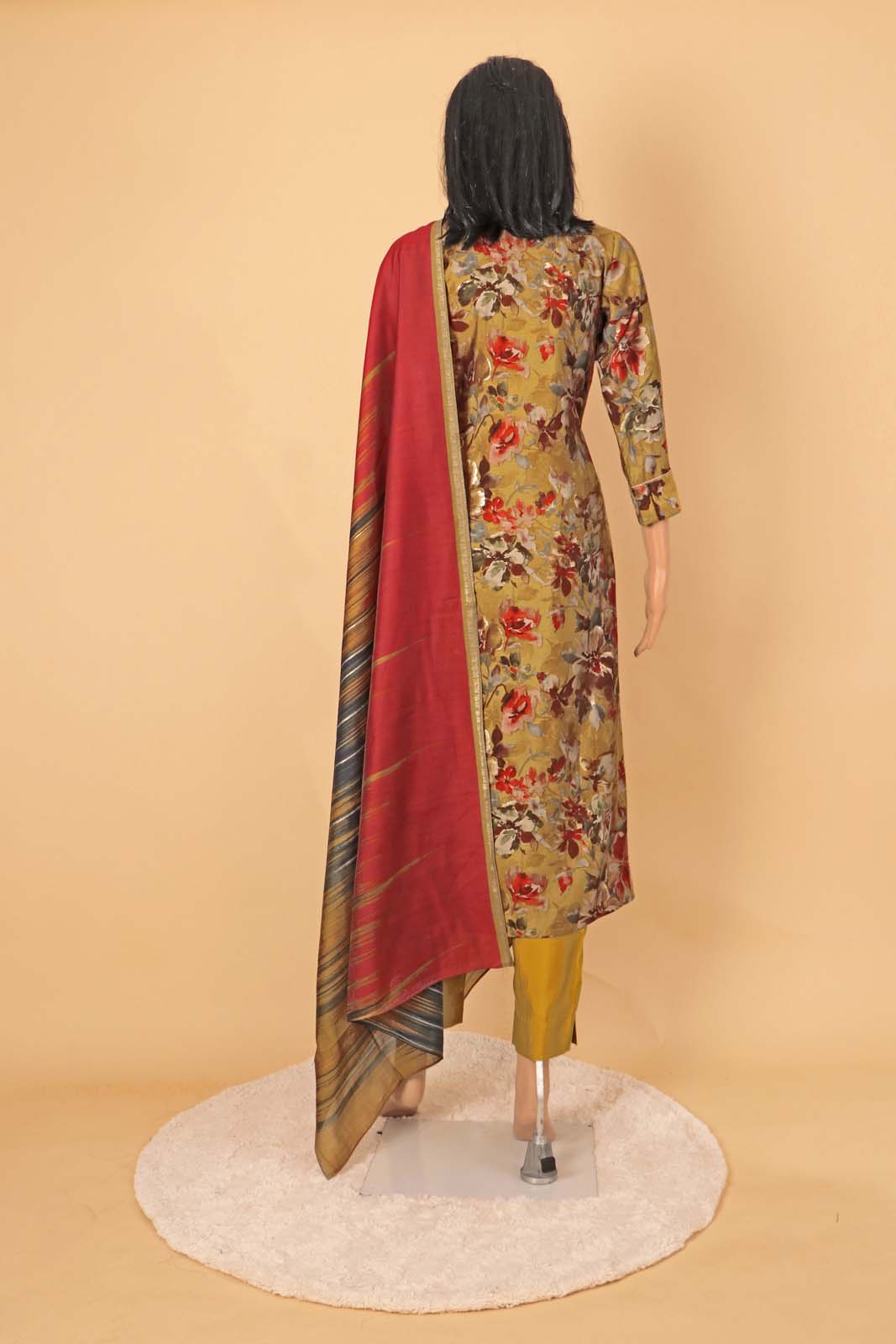 Label Khoj Women Modal silk Kurta ,trouser and dupptta set